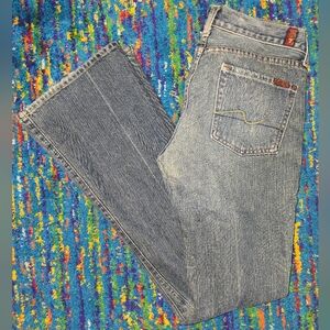 7 For All Mankind Size 27x33L Bootcut Blue Jeans Cut 97301 EUC